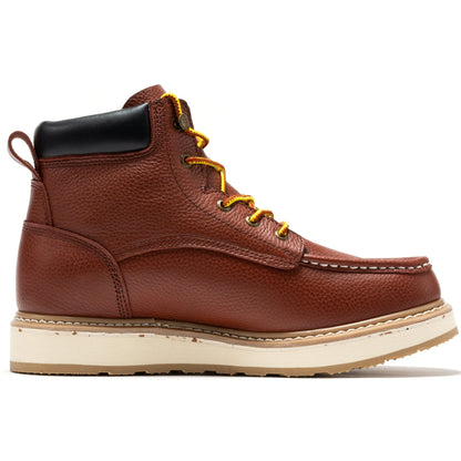 ROCKROOSTER Walker Men's 6 Inch Brown Soft Toe Wedge Work Boots SAP360